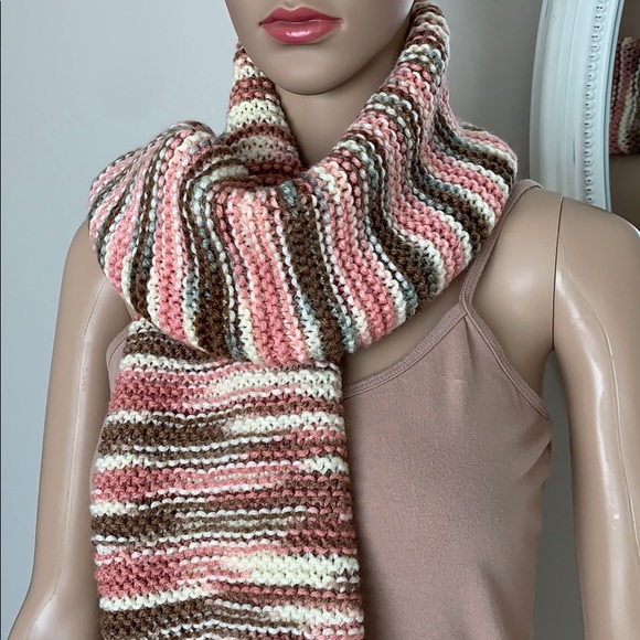 Handmade Crochet Scarf with Pompoms - Picture 4 of 7